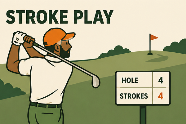 A golfer reading the green before putting